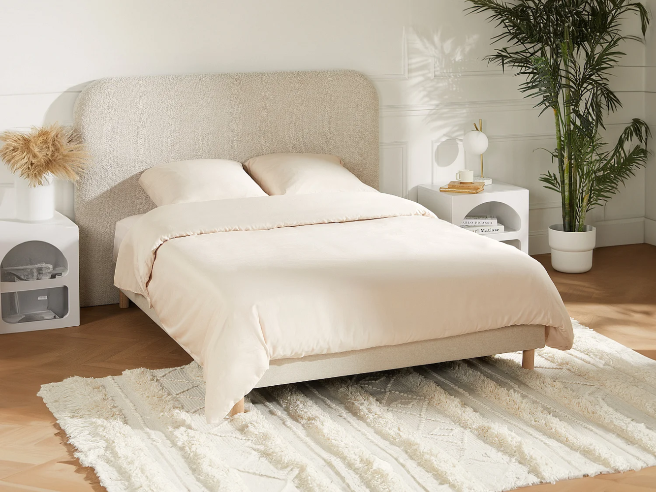 Vente-unique - Bettwäsche - Satin 108 Fäden/cm² - Bettdeckenbezug 240x260 cm + 2 Kissenbezüge 63x63 cm - Beige - TALORA von PALACIO Bild 1