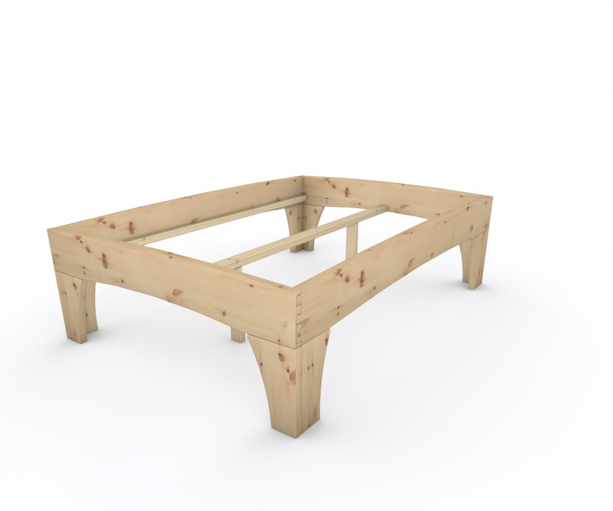 Zirbenbett Massivholzbett "Rosi" metallfrei 140 x 200 cm 58 cm ohne Kopfteil Bild 1