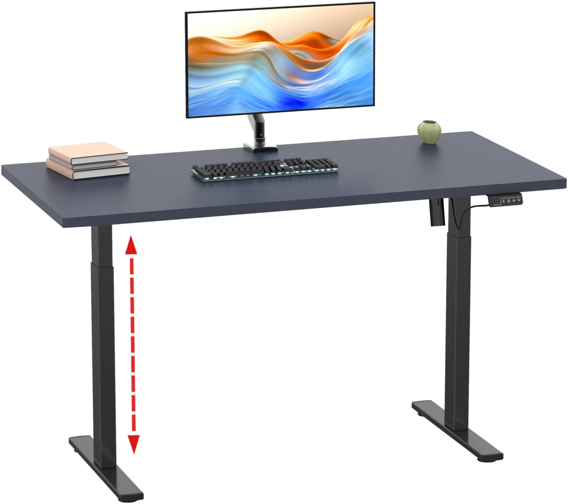 VCM Schreibtisch Lona 919932 Schwarz / Anthrazit H. 71-120 x B. 110 x T. 80 cm Bild 1