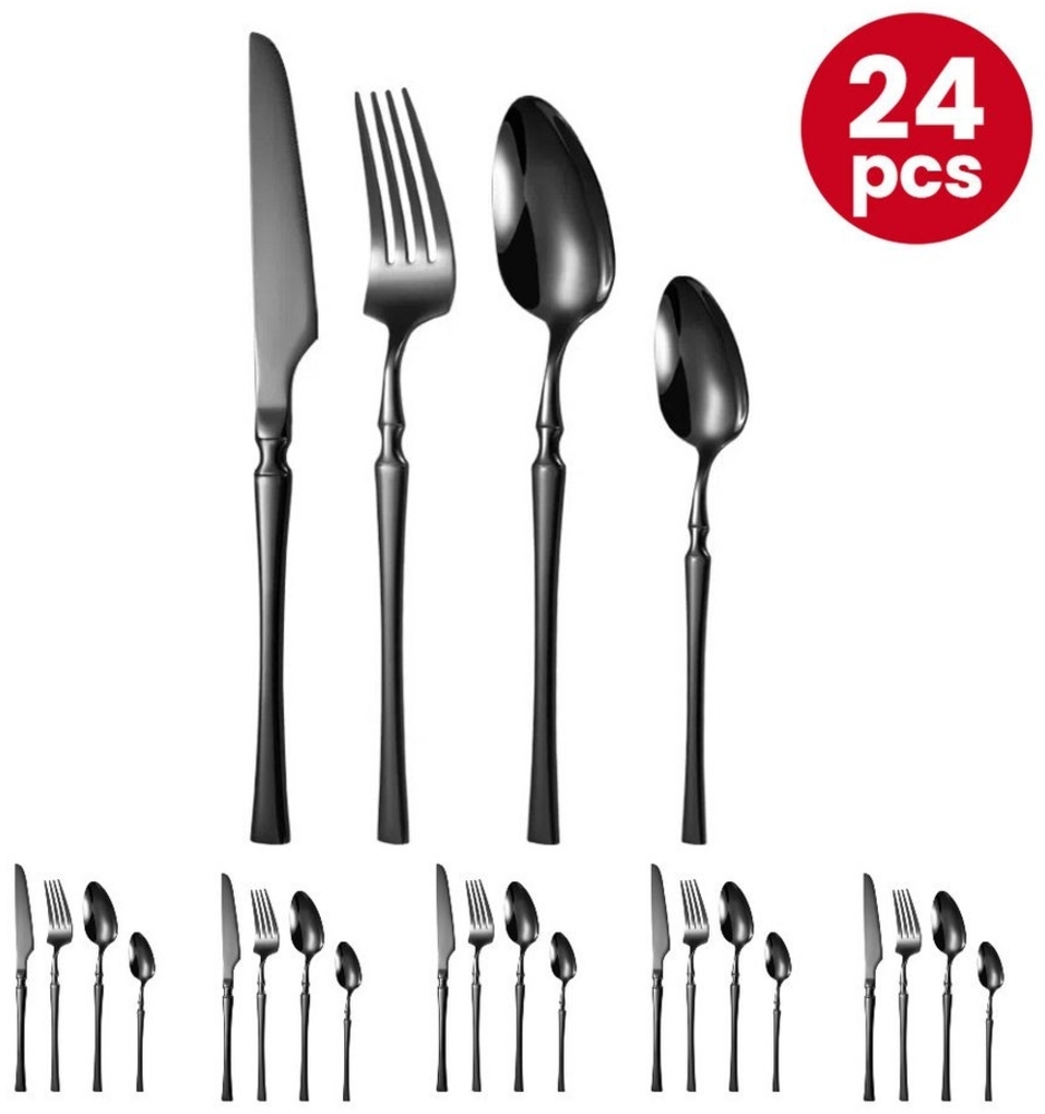 YNOFIT Besteck-Set 24-teiliges Besteckset mit schlanken Griffen für 6 Personen, 6 Personen, Rostfreier Stahl für ein raffiniertes Esserlebnis Bild 1