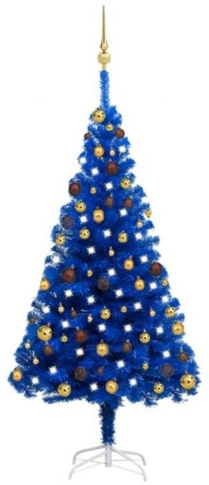 vidaXL Künstlicher Weihnachtsbaum Beleuchtung & Kugeln Blau 150 cm 3077508 Bild 1