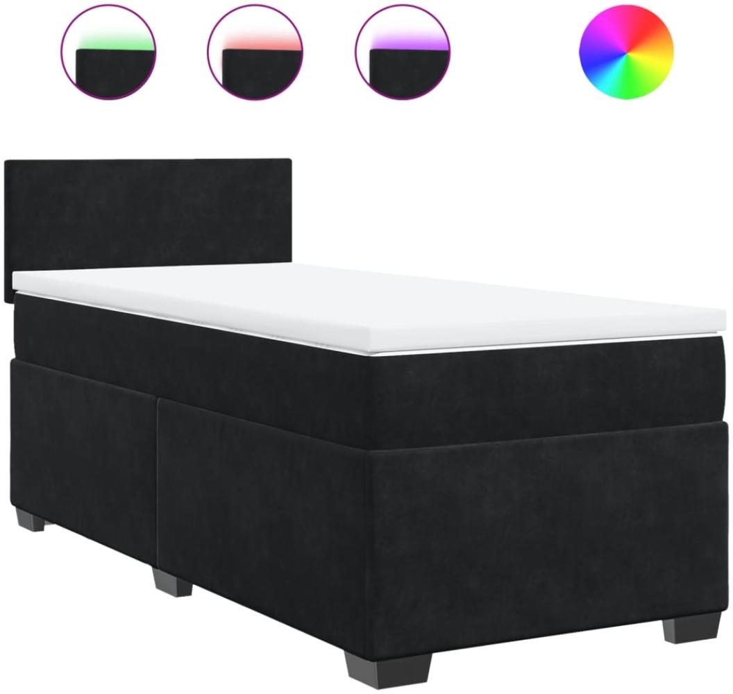 vidaXL Boxspringbett mit Matratze Schwarz 100x200 cm Samt 3288530 Bild 1