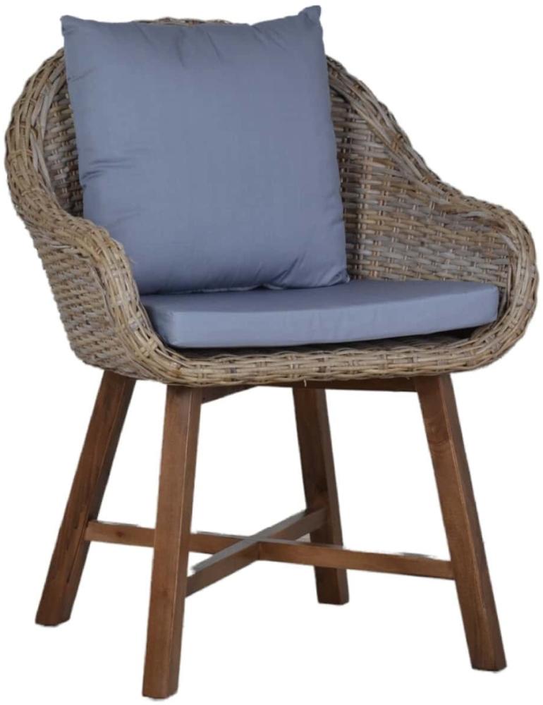 MiaMöbel Rattansessel 'Corine' 100% Baumwolle, Massivholz, Rattan Mahagoni Modern Bild 1