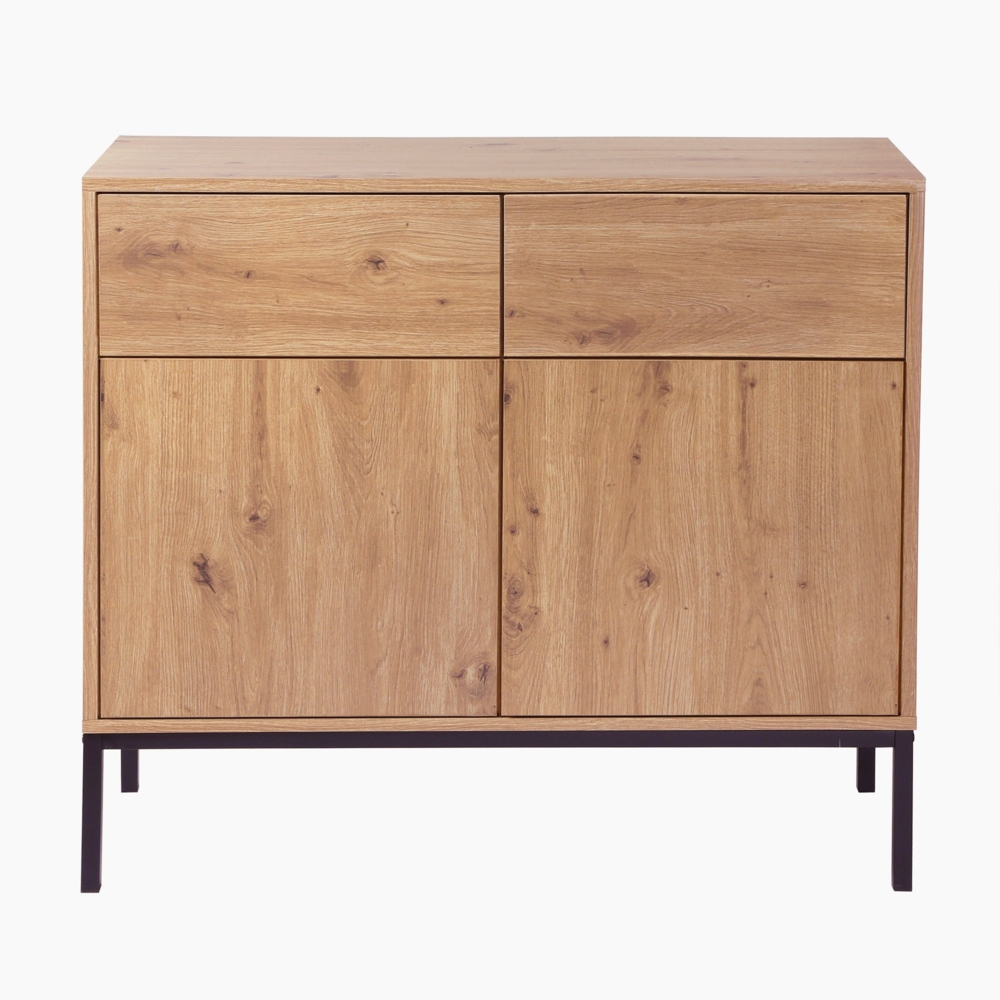 Casâme 'LENNY' Kommode, 2 Türen, 2 Schubladen, Eichendekor - L90 x H80 cm - Eiche Bild 1