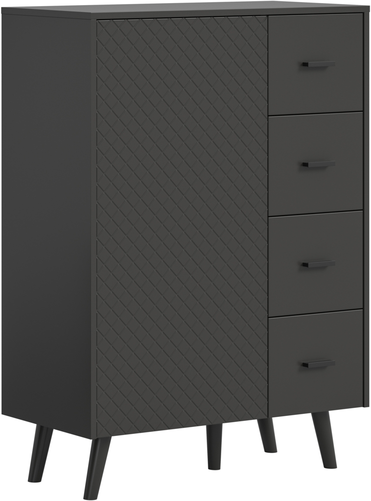 Kommode (B/H/T: 84x114x37 cm) in grau matt tiefzieh Bild 1