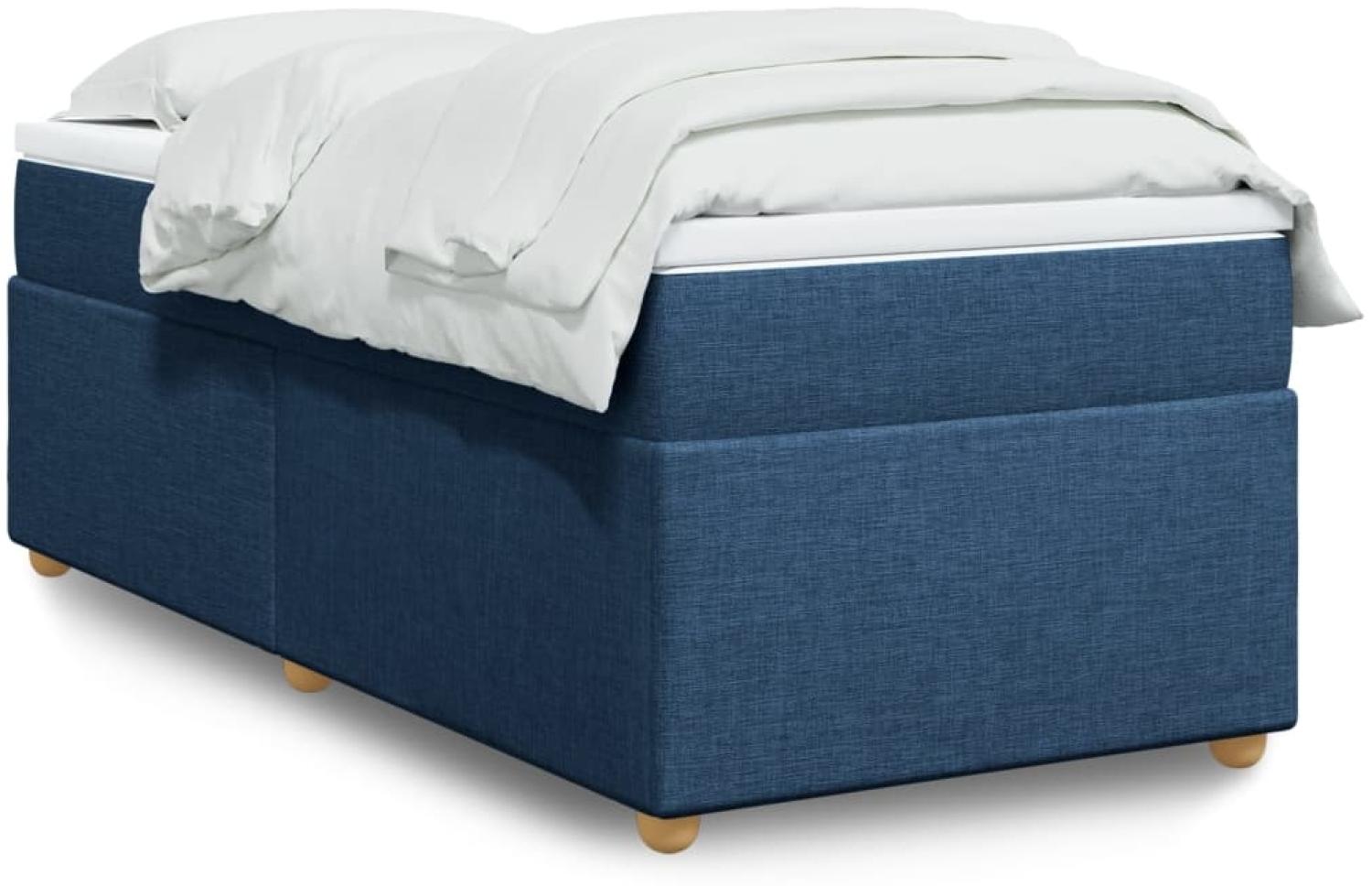 vidaXL Boxspringbett mit Matratze, Holzwerkstoff blau, 90x190 cm Bild 1