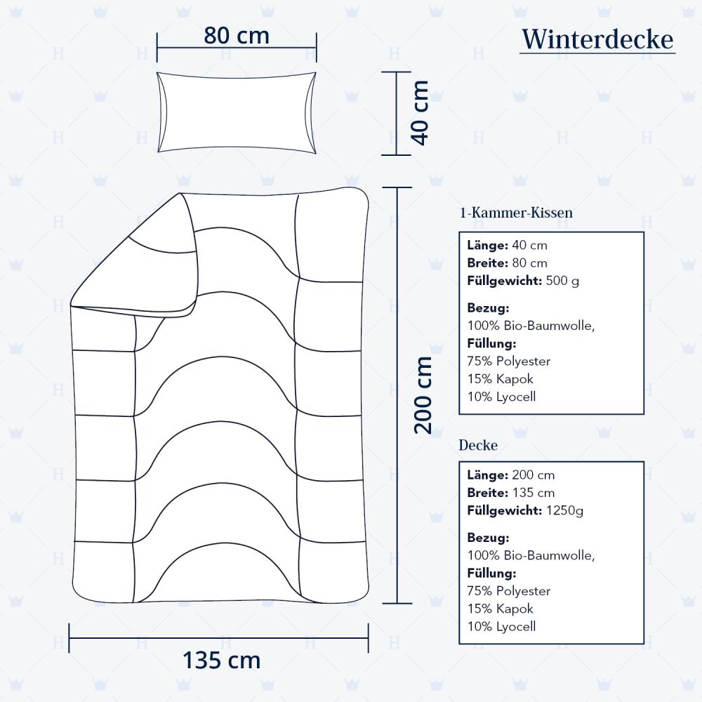 Heidelberger Bettwaren Bettdecke 135x200 cm mit Kissen 80x40 cm, Made in Germany | Winterdecke, Schlafdecke, Steppbett mit Kapok-Füllung | atmungsaktiv, hypoallergen, vegan | Serie Kanada Bild 1