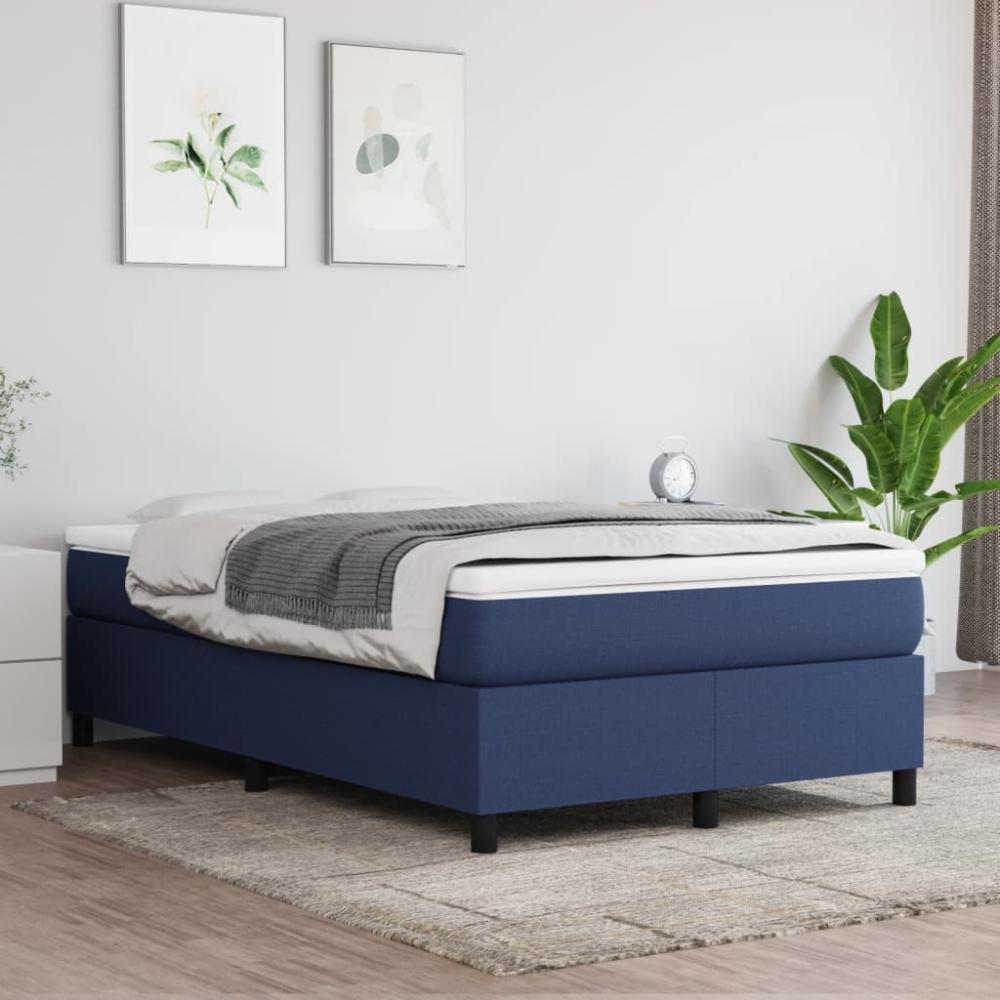 vidaXL Boxspringbett mit Matratze Blau 120x200 cm Stoff, Härtegrad: H2 [3144413] Bild 1