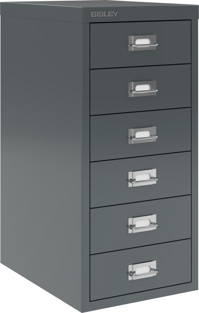 Bisley Multidrawer Schubladenschrank aus Metall mit 6 Schubladen DIN A4 ohne Sockel - Farbe: Anthrazitgrau, L296-634 Bild 1