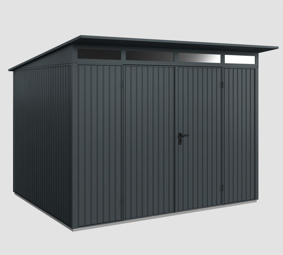 Hörmann Ecostar Metall-Gerätehaus Trend mit Pultdach Typ 3, 238 x 303 cm , anthrazitgrau, 7,2 m²,2-flüglige Tür Bild 1