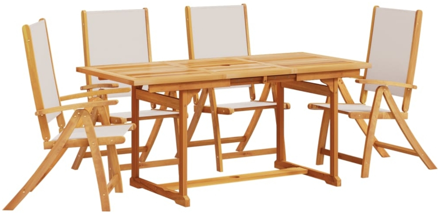 vidaXL 5-tlg. Garten-Essgruppe Massivholz Akazie und Textilene 3279296 Bild 1
