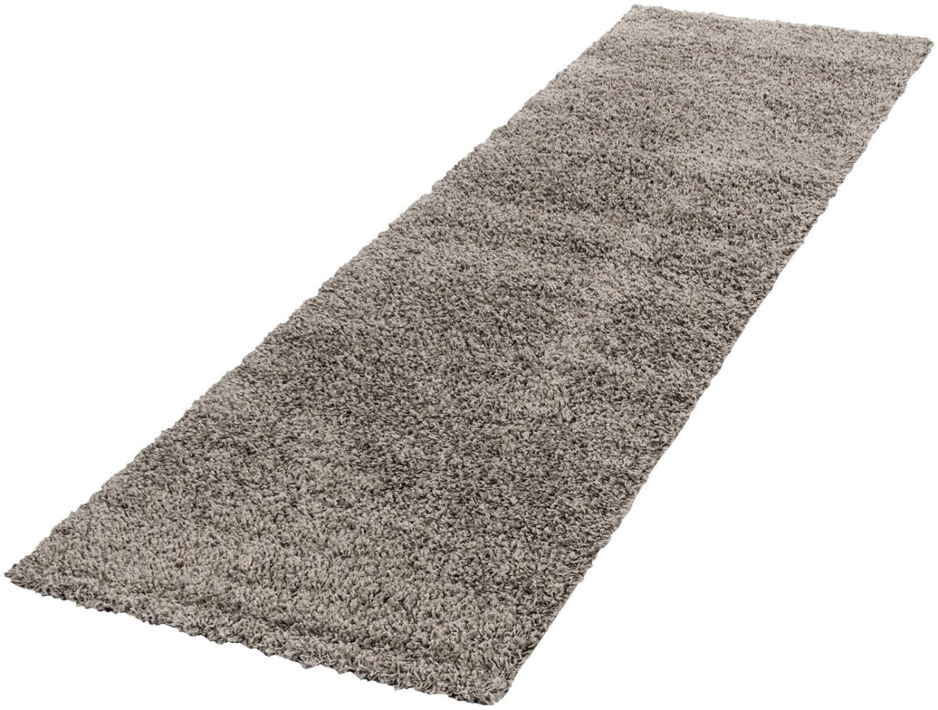 Hochflor Teppich Lux Läufer - 80x250 cm - Taupe Bild 1