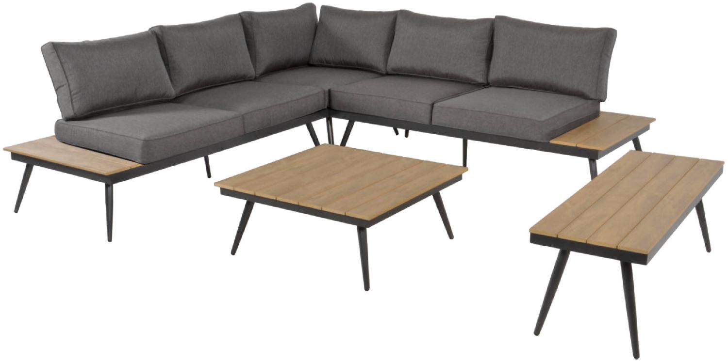 Garten Lounge-Eckbankgruppe AREZZO inkl. Eckbank, Tisch & Sitzbank in teaklook Bild 1