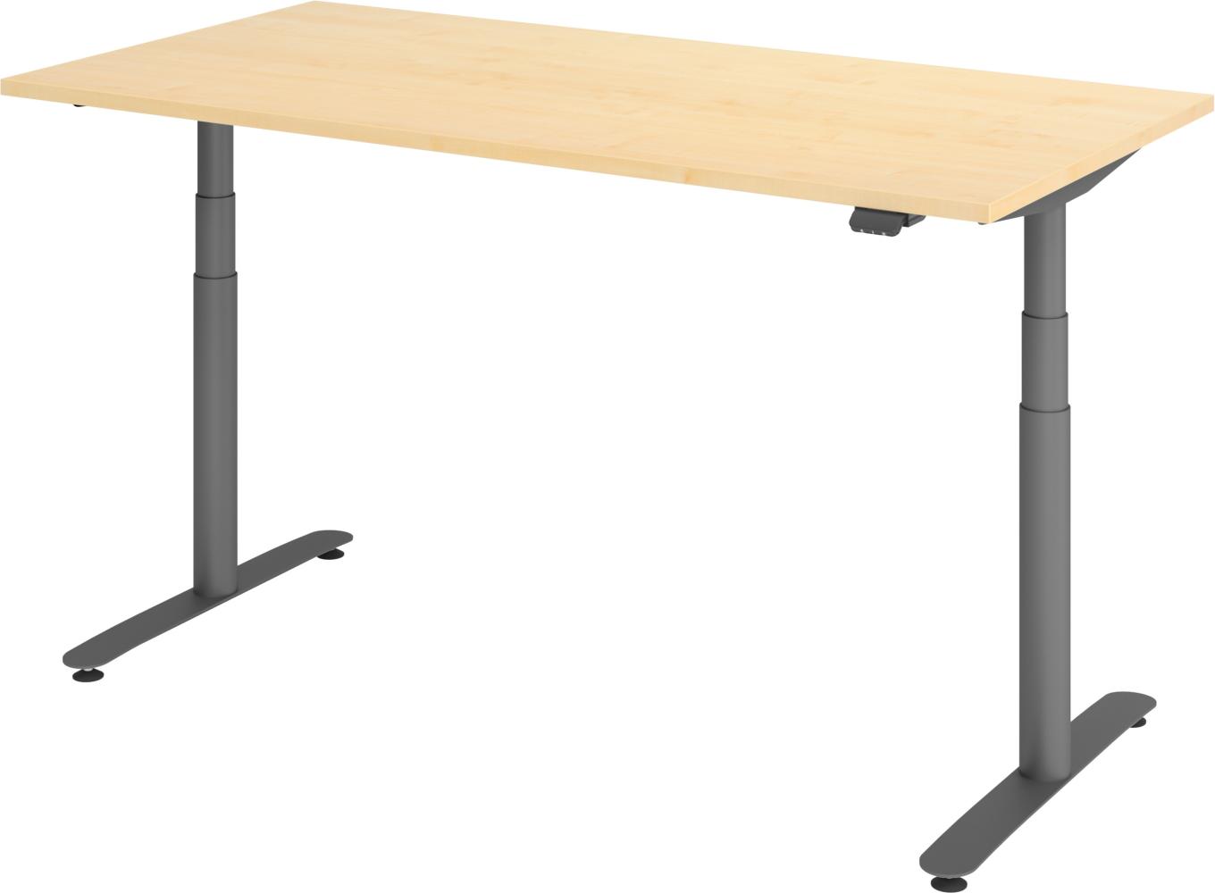 bümö® smarter Schreibtisch Serie-XDLR elektrisch höhenverstellbar mit App-Steuerung 160 x 80 cm in Ahorn / Graphit Bild 1