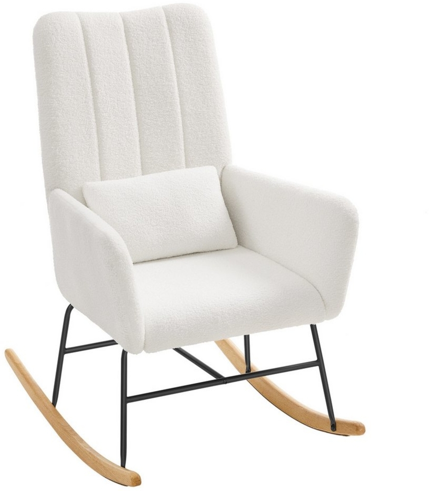 SONGMICS HOME Schaukelstuhl, mit Armlehnen, Relaxsessel, mit Fleece bezogen, Stahlgestell, Füße aus Kautschukholz, bis 160 kg belastbar, für Schlafzimmer, Wohnzimmer Bild 1