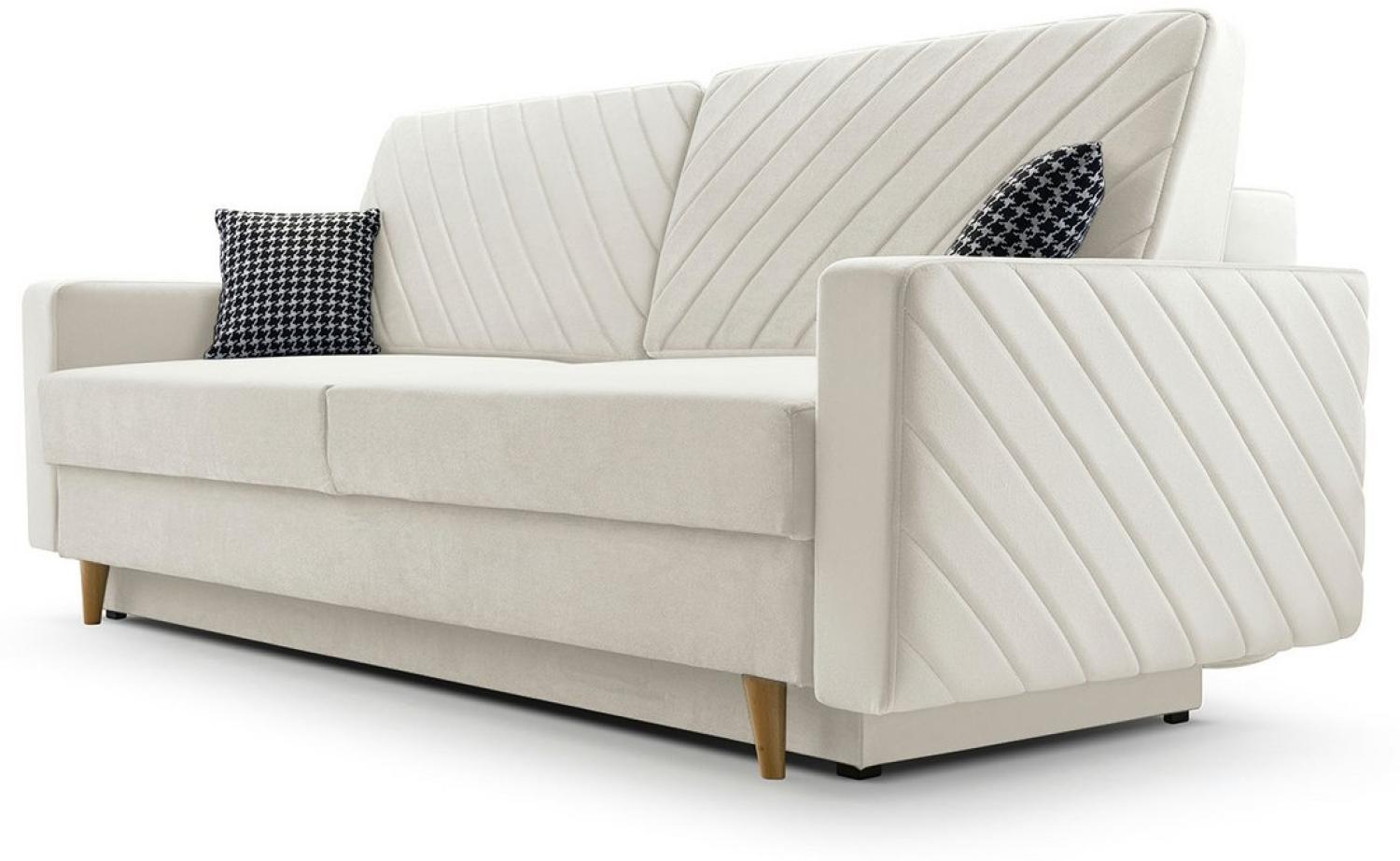 MOEBLO Schlafsofa CALIFORNIA, Sofa aus Samtstoff Couch für Wohnzimmer Sofagarnitur Polstersofa Wohnlandschaft Velours 230x96x97cm, mit Bettkasten und Schlaffunktion Bild 1