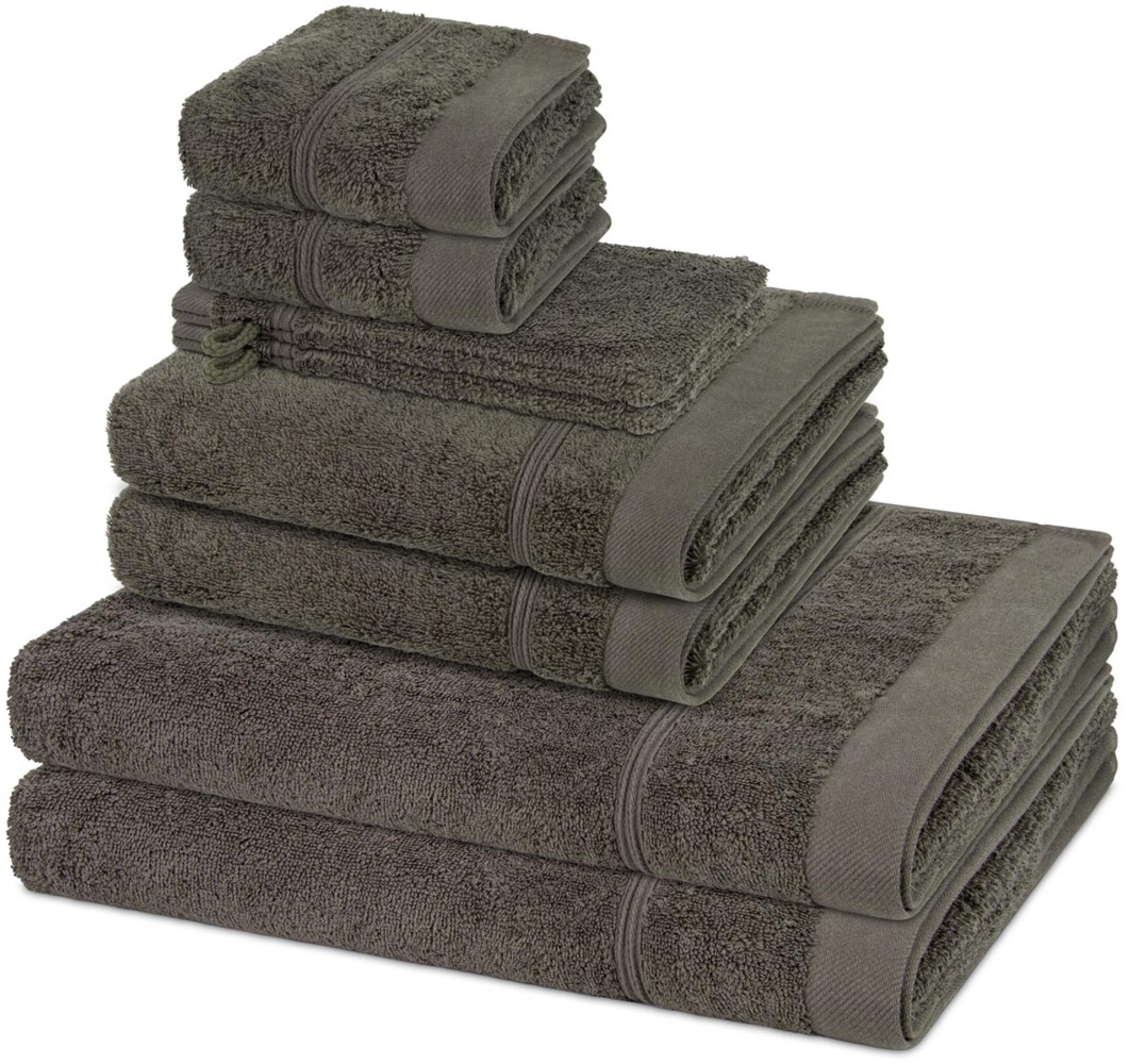 Ross Rubin 8 tlg. Frottier-Set - 2 X Handtuch (50 X 100cm), 2 X Duschtuch (70 X 140cm), 2 X Gästetuch (30 X 50cm), 2 X Waschhandschuh (16 X 22cm) - 480 - Mokka Bild 1