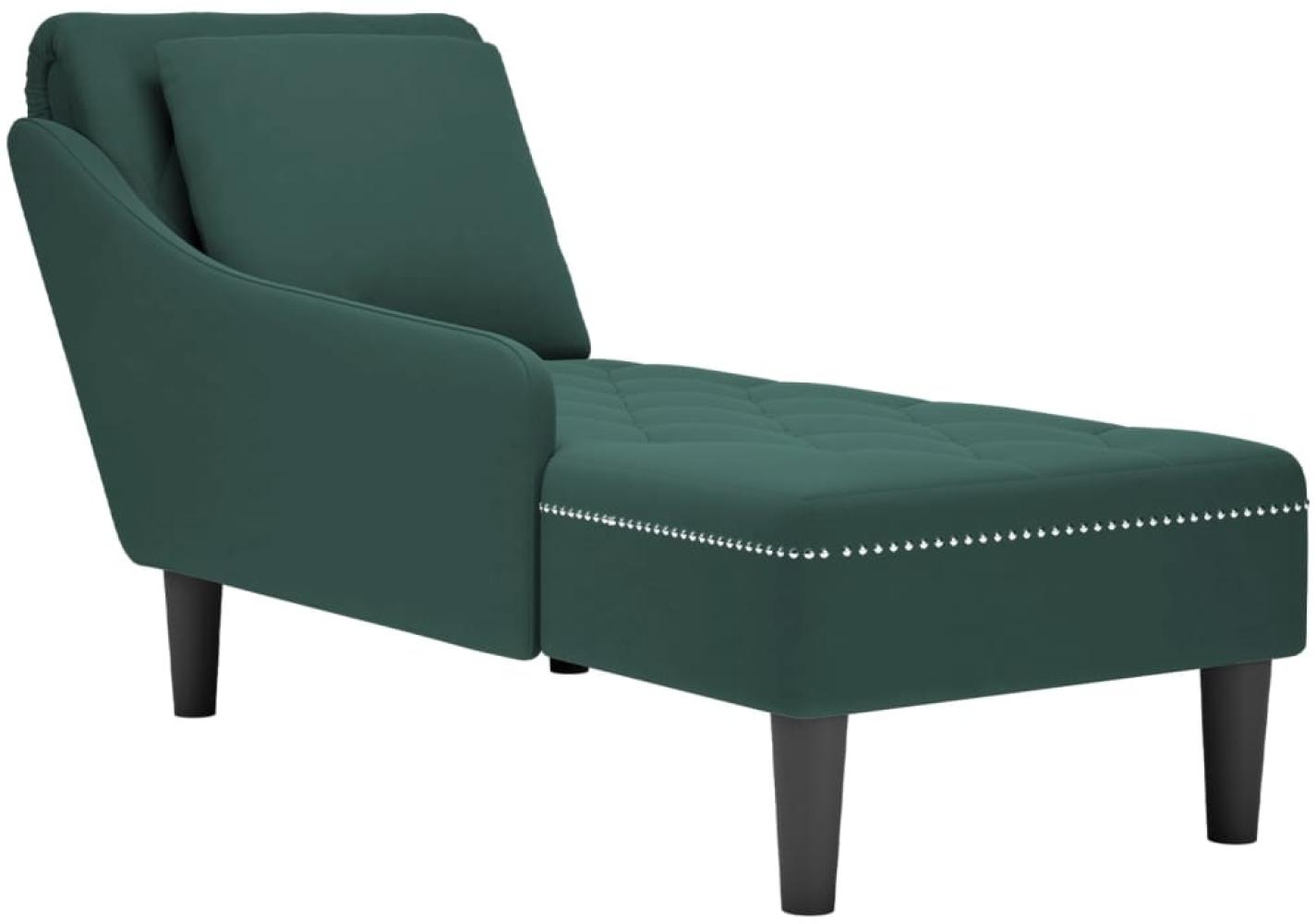 vidaXL Chaiselongue mit Kissen und Rechter Armlehne Dunkelgrün Samt 4009774 Bild 1