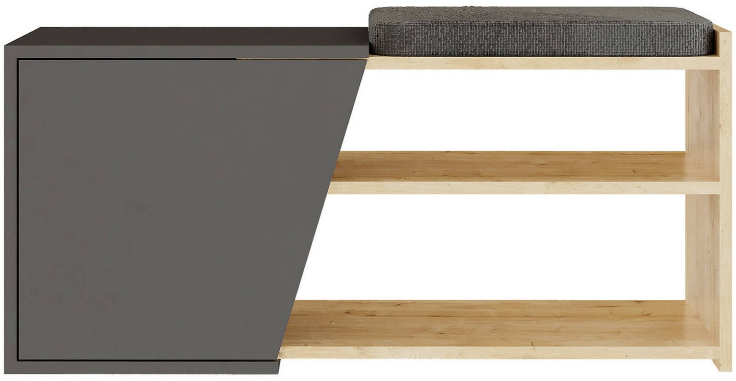 Dmora Schuhschrank Neneng, Schuhregal, Mehrzweck-Eingangsgarderobe, Möbel für Schuhe, 104x47 h37 cm, Eiche und Anthrazit Bild 1