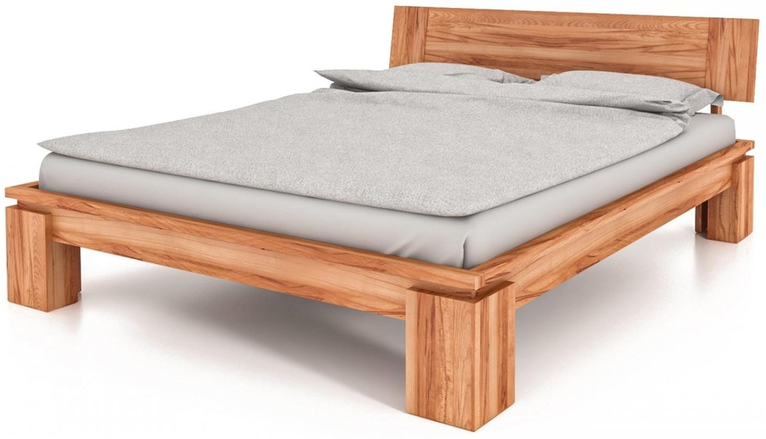 Bett Tinci 2 in Sonderlänge 90x210 cm aus Kernbuche massiv mit Holzkopfteil Bild 1