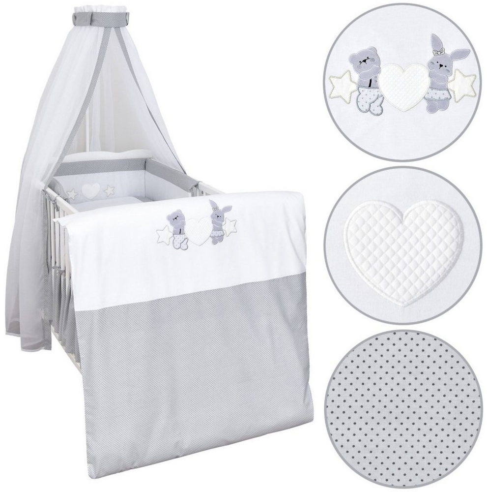 Baby-Delux Babybettwäsche Baby Bettwäsche Set 4-Tlg. Nestchen Chiffonhimmel, Baumwolle, 4 teilig, Bettset für Babybetten 140x70 & 120x60 verschiedene Designs Bild 1