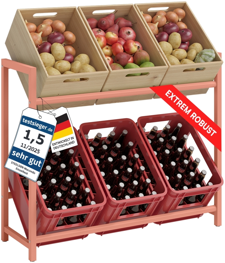 STEELSØN 'Macondo' Getränkekistenregal, Metall, terrakotta, 85x103x33 cm, Getränkeregal für 6 Kisten Bild 1