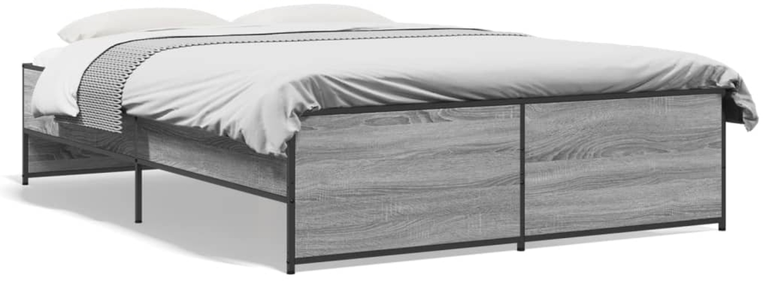 vidaXL Bettgestell Grau Sonoma 120x200 cm Holzwerkstoff und Metall 3279895 Bild 1