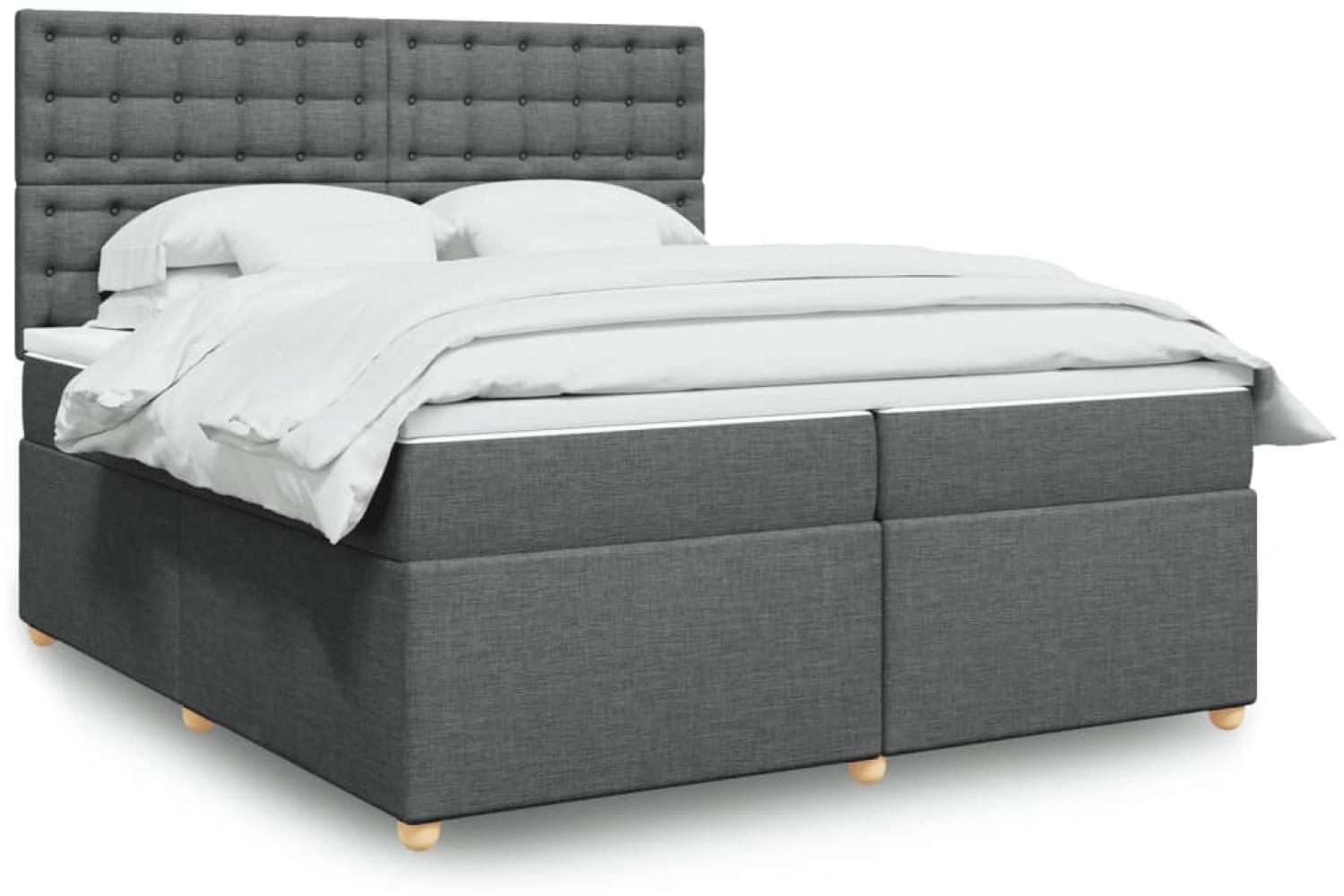 vidaXL Boxspringbett mit Matratze Dunkelgrau 200x200 cm Stoff 3293702 Bild 1