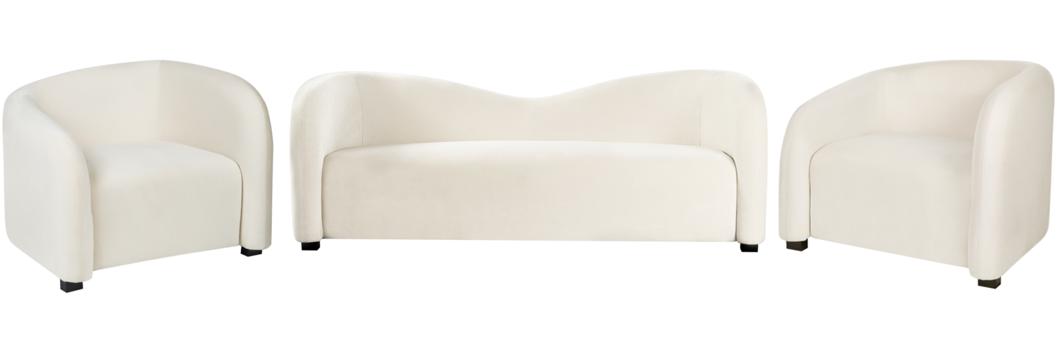 Sofa Set 5-Sitzer VELTADA Samtstoff Cremeweiß Bild 1