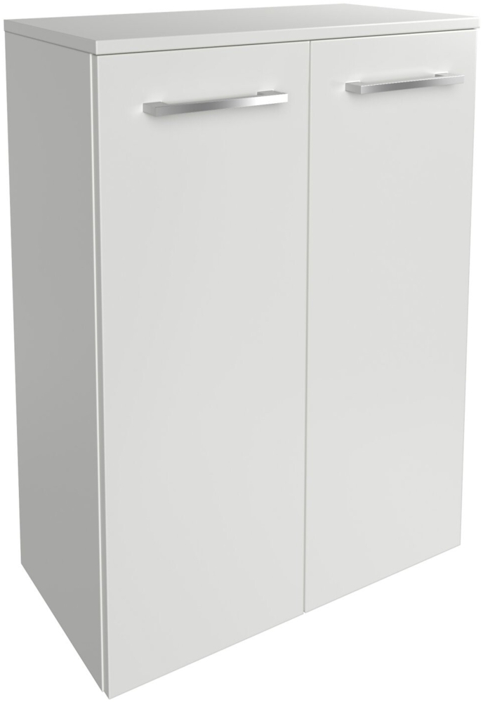 FACKELMANN B.STYLE Doppel Midischrank 60 cm, Weiß mit Wäschekorb Bild 1