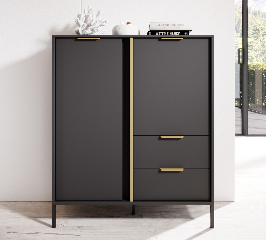 AX LIVING Modern Catanian 2D2S Highboard Anthrazit Kommode 103,3 cm Bild 1