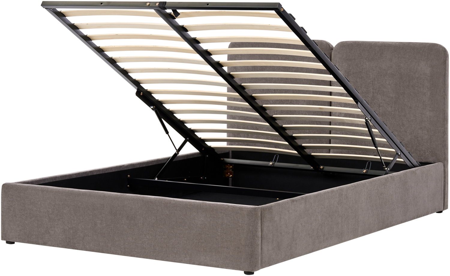 Bett mit Stauraum Chenillegewebe ARBOIS 160 x 200 cm Taupe Bild 1