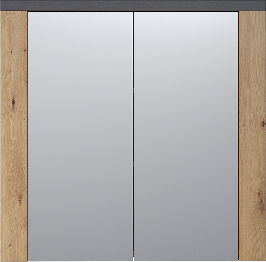 Spiegelschrank Franka / Follow, Holzwerkstoff, Grau, Schwarz, Holzfarben, 79 x 78 x 20 cm Bild 1