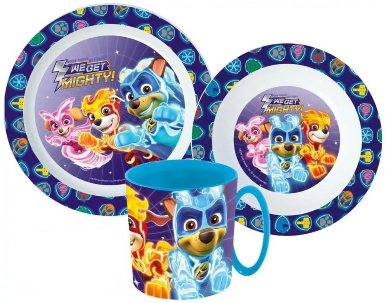 PAW PATROL Kindergeschirr-Set Paw Patrol Kinder Geschirr-Set 3 teilig (3-tlg), 1 Personen, Kuststoff, Becher Teller Schüssel - Chase Skye Bild 1