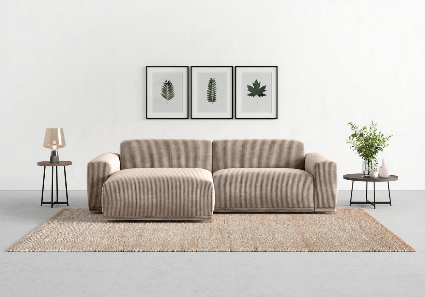 TRENDMANUFAKTUR Ecksofa Braga, mit hochwertigem Kaltschaum, L-Form, in Cord erhältlich, 2 Teile, modernes Sofa, Couch mit hohem Sitzkomfort, 255/72/160 cm (B/H/T) Bild 1