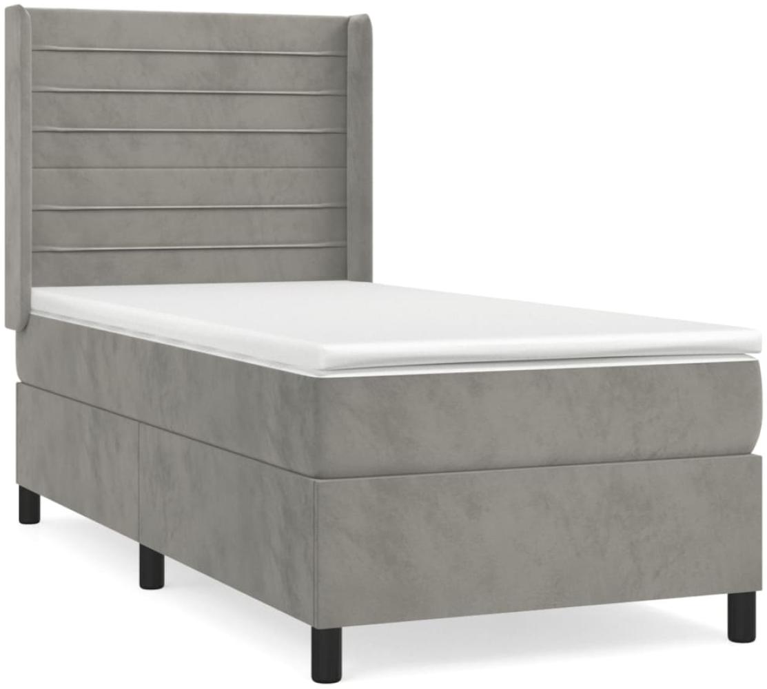 vidaXL Boxspringbett mit Matratze Hellgrau 90x200 cm Samt 3132717 Bild 1