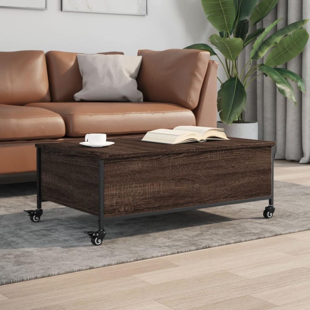 vidaXL Couchtisch mit Rollen Braun Eiche 91x55x34 cm Holzwerkstoff 842300 Bild 1