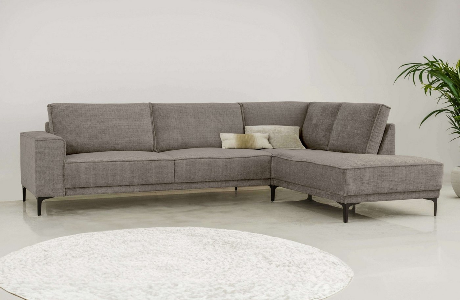 OTTO home Ecksofa Polsterecke Oland, Struktur, Flachgewebe, Luxus-Microfaser, Boucle, L-Form, 289 cm, Wellenunterfederung, Skandi-Design, Metallfüße Bild 1