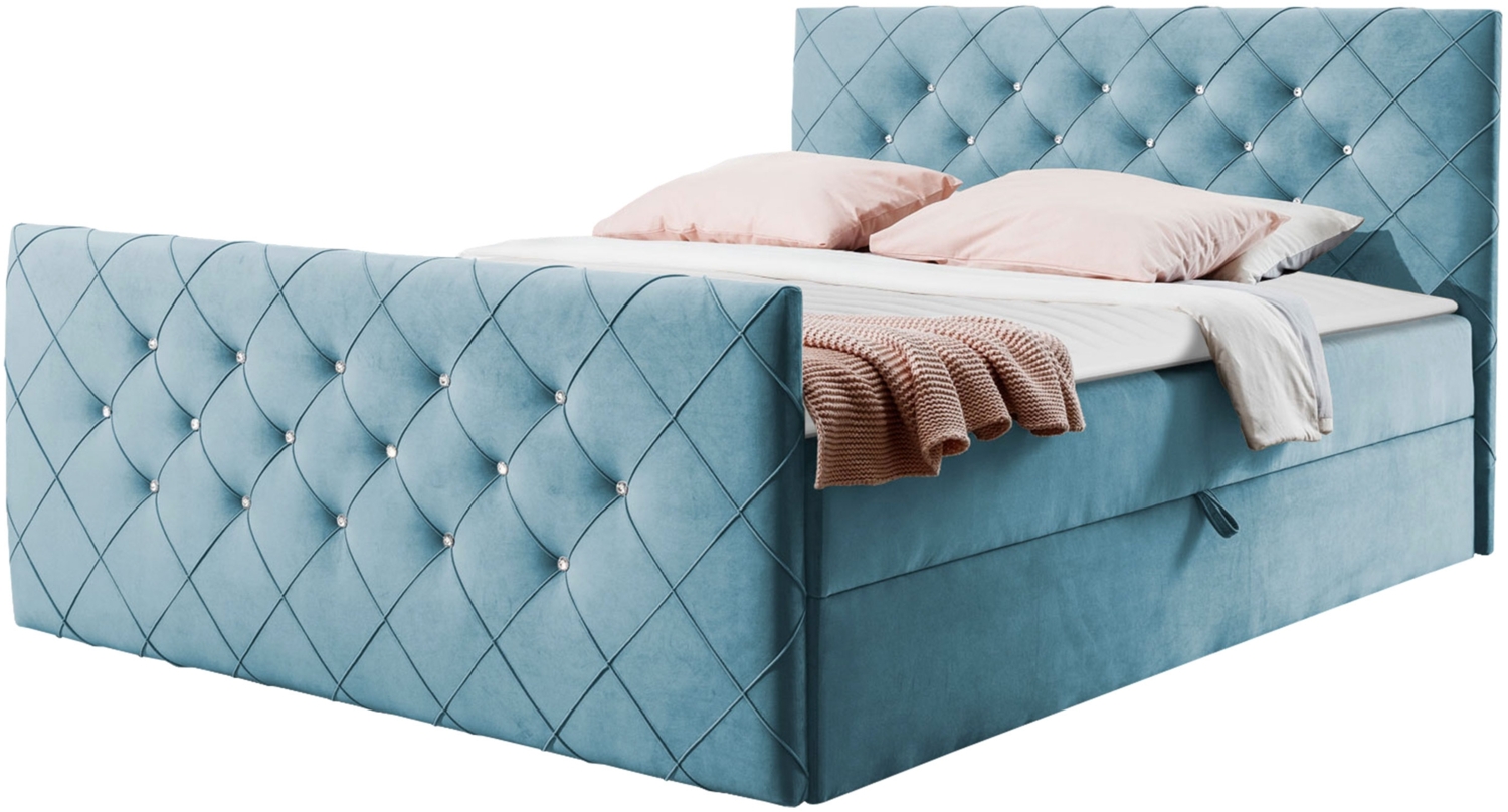 Boxspringbett Utren, Hellblau, 120 x 200 cm Bild 1