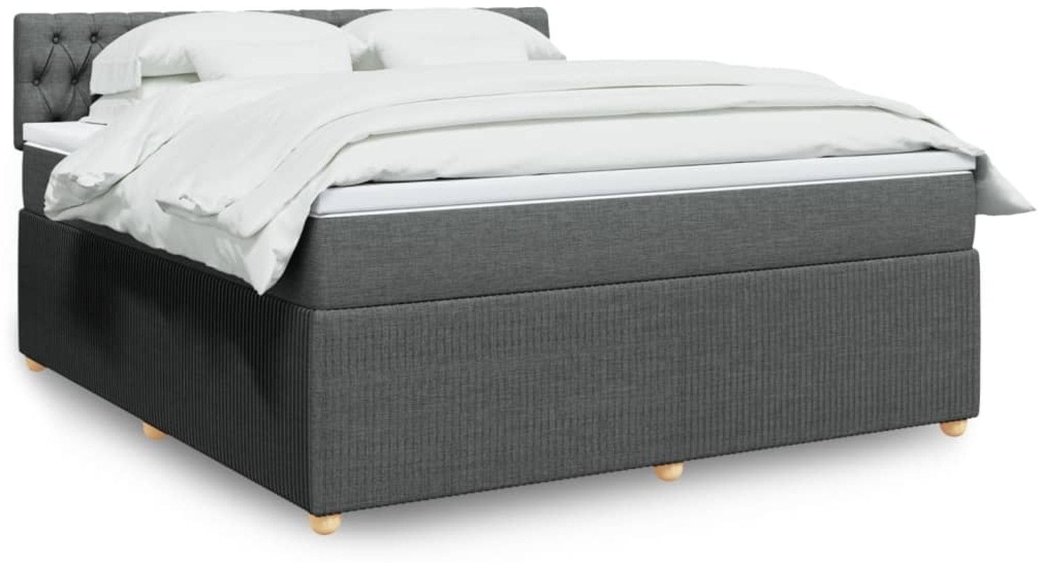 vidaXL Boxspringbett mit Matratze Dunkelgrau 180x200 cm Stoff 3287543 Bild 1