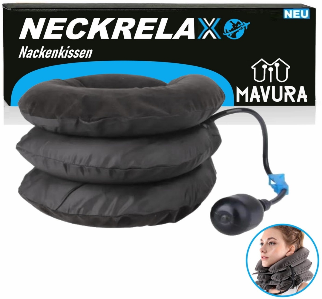 MAVURA Nackenkissen NECKRELAX Nackenkissen aufblasbar Nackenhörnchen Nackenrolle, Nackenstrecker Reisekissen Nackenrolle Nackenstützkissen Nackendehner Bild 1