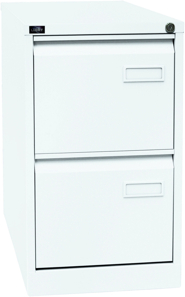 BISLEY Light Hängeregistraturschrank mit Schloss aus Metall in verkehrsweiß, 2 Schubladen, einbahnig - Hängeregisterschrank abschließbar, Hängeregistratur für Hängemappen & Hängeordner, IPCCA12-696 Bild 1