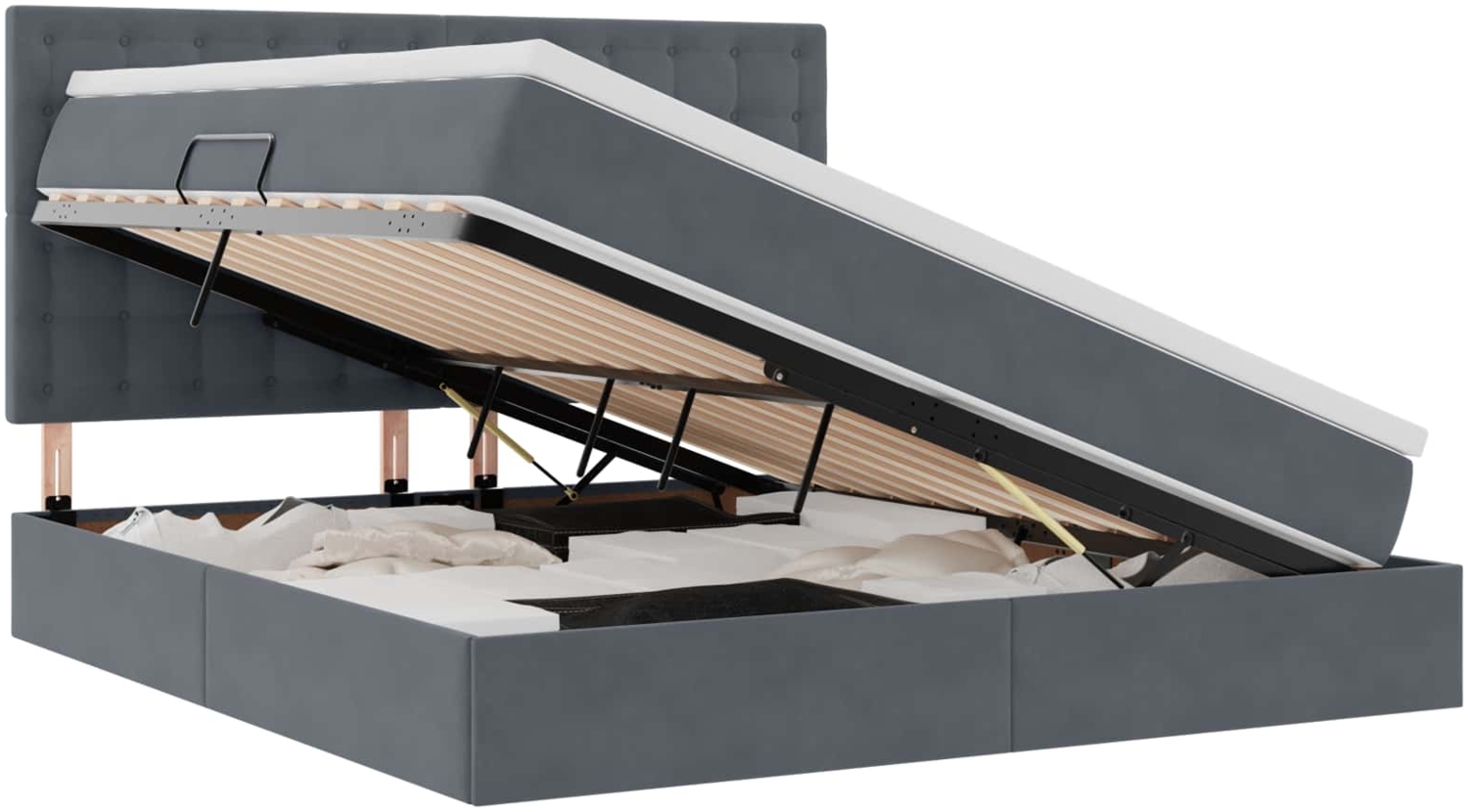 vidaXL Bett mit LED-Lichtleisten Dunkelgrau 180 x 200 cm Samt 3372802 Bild 1