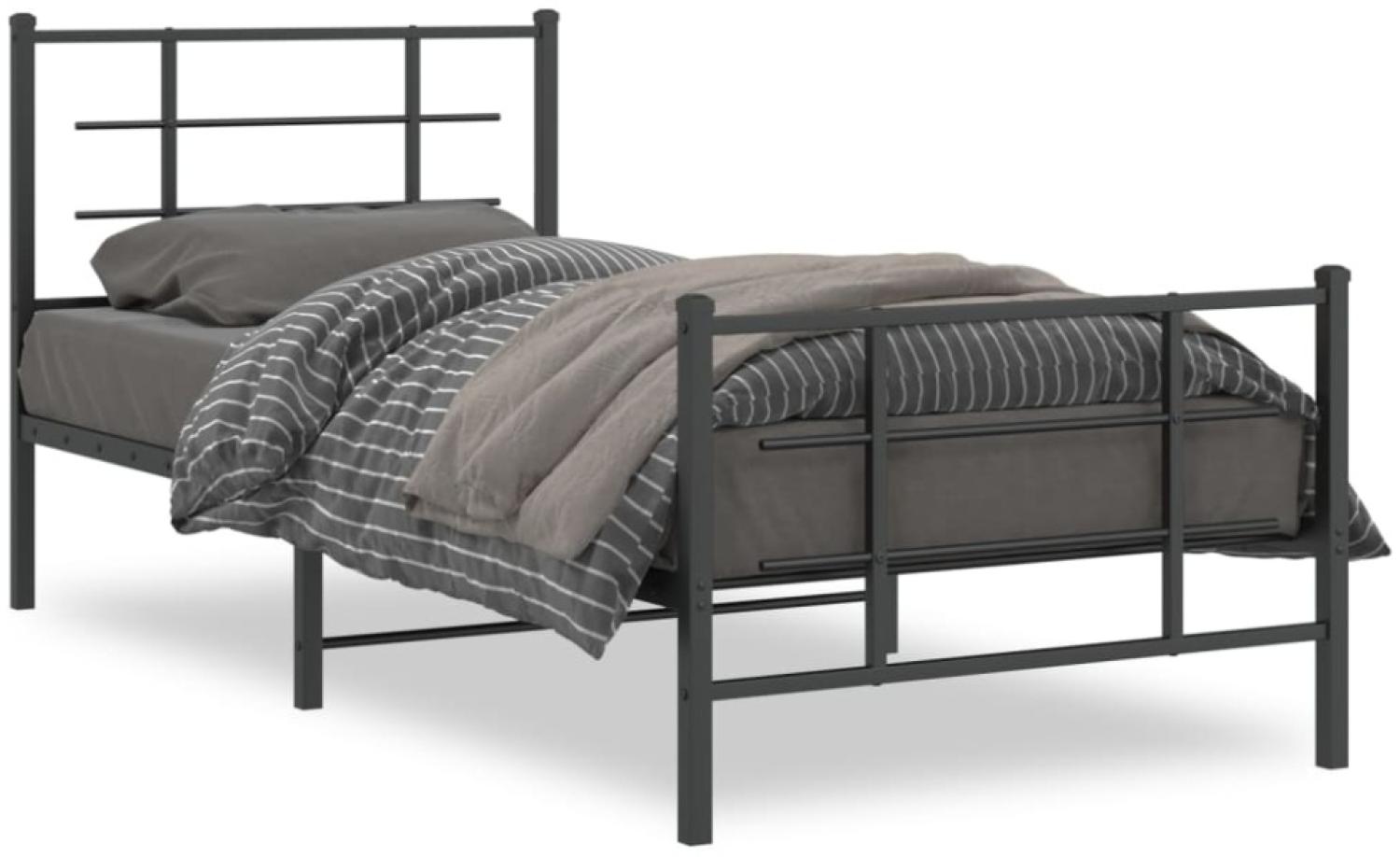 vidaXL Bettgestell mit Kopf- und Fußteil Metall Schwarz 90x190 cm 355571 Bild 1