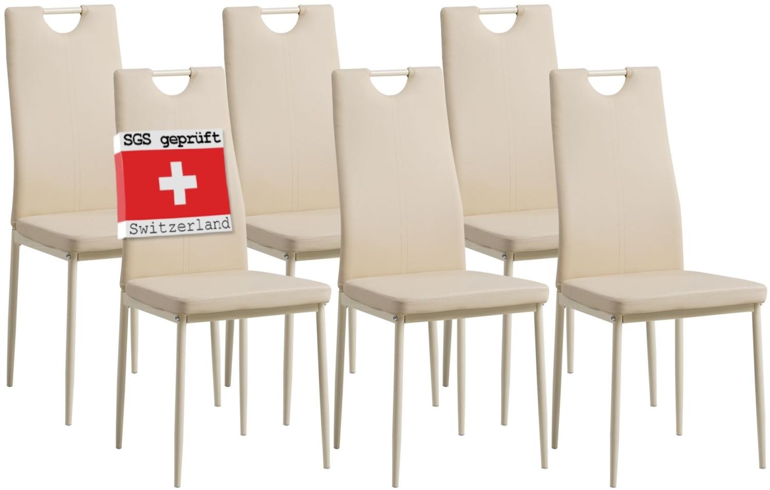 Albatros Esszimmerstühle SALERNO, Küchenstuhl 6-er SET, Beige Bild 1