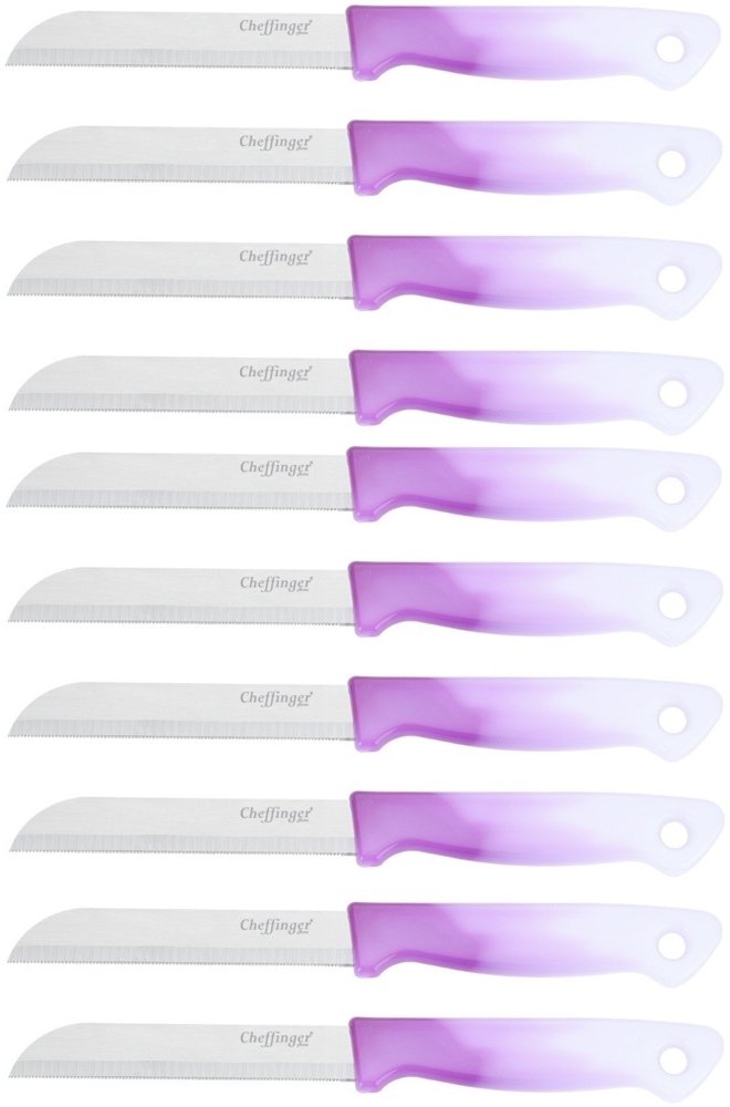 10 Stück Küchenmesser 18 cm mit ergonomischem Griff - vielseitig & pflegeleicht, Lila Bild 1