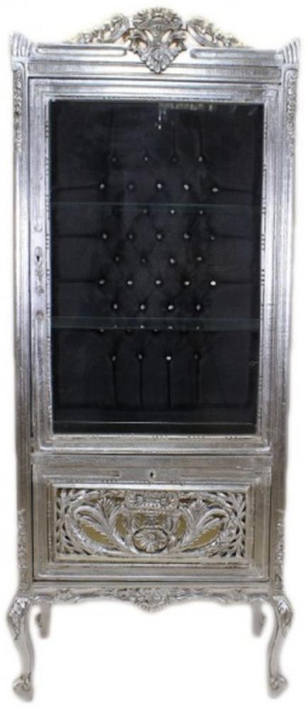 Casa Padrino Barock Vitrine Silber / Schwarz - Vitrinenschrank - Wohnzimmerschrank Glasvitrine Bild 1