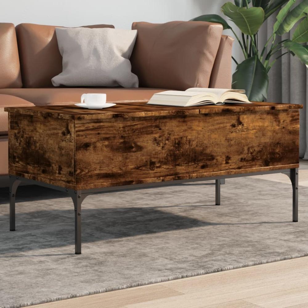 vidaXL Couchtisch Räuchereiche 100x50x45 cm Holzwerkstoff und Metall 845413 Bild 1