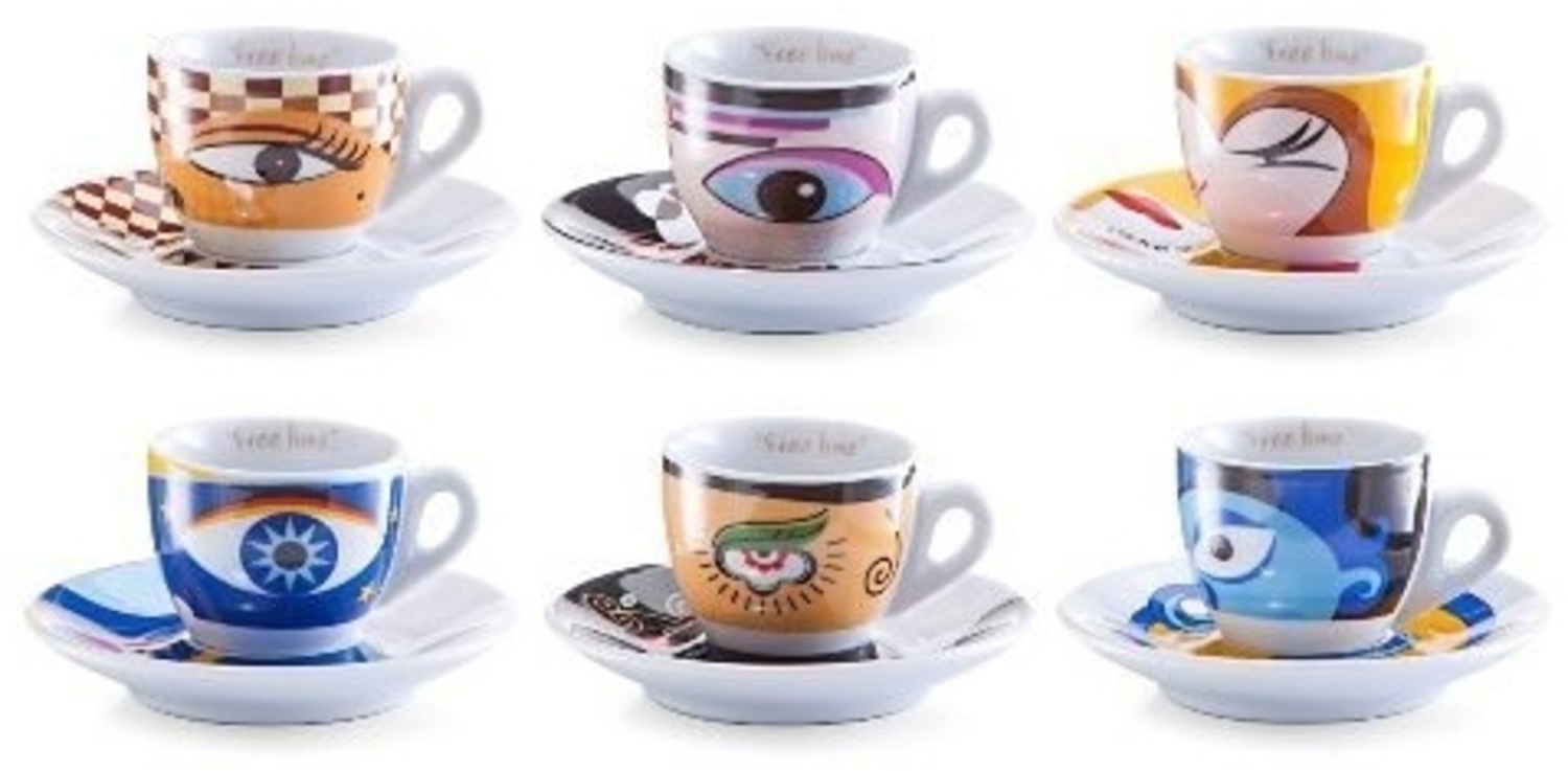 Zeller Present Espressotasse Magic Eyes, Porzellan, 6 Tassen, 6 Untertassen Bild 1