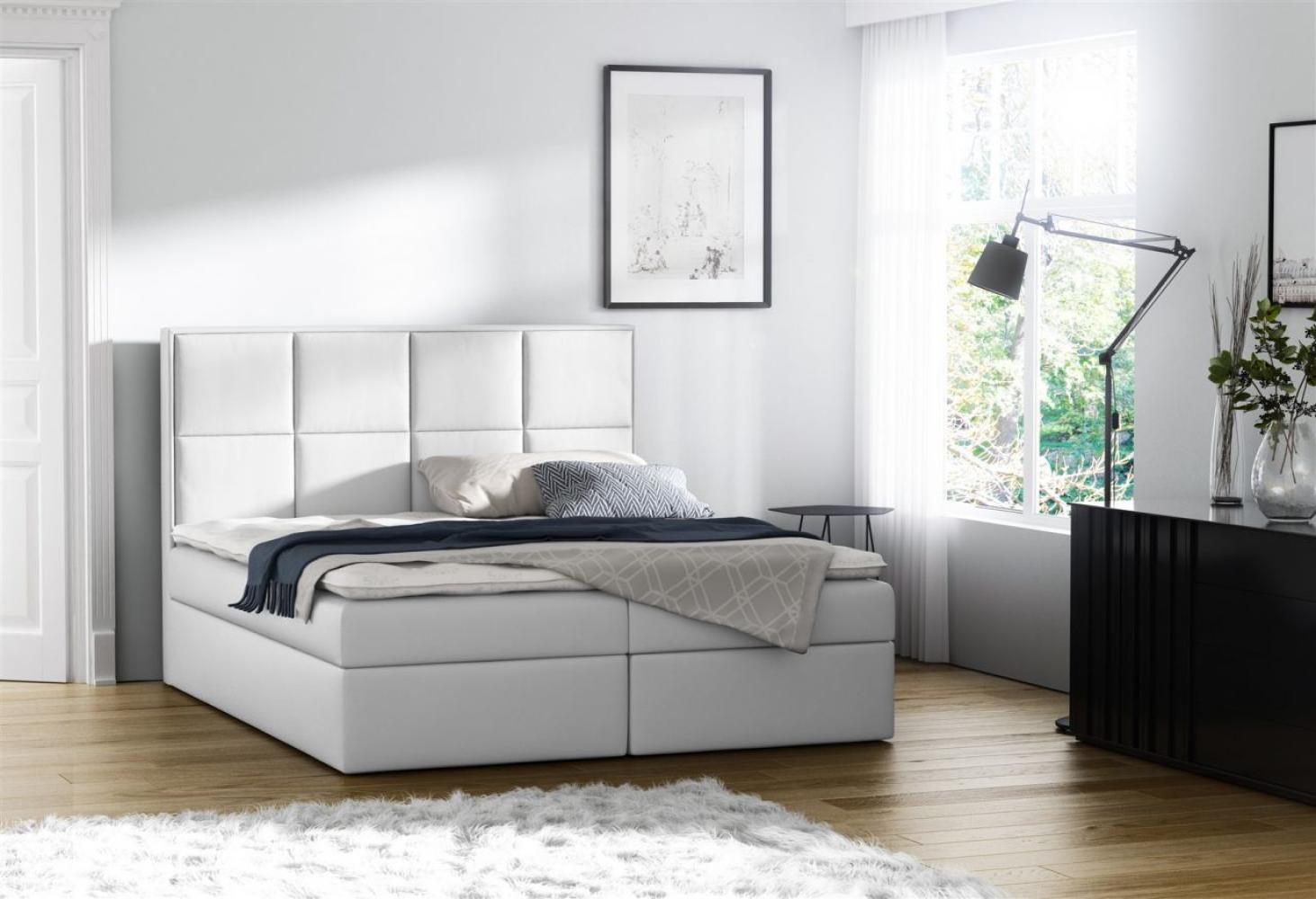 Boxspringbett MEDIANO Kunstleder Weiss 120x200 cm inkl. Bettkasten Bild 1